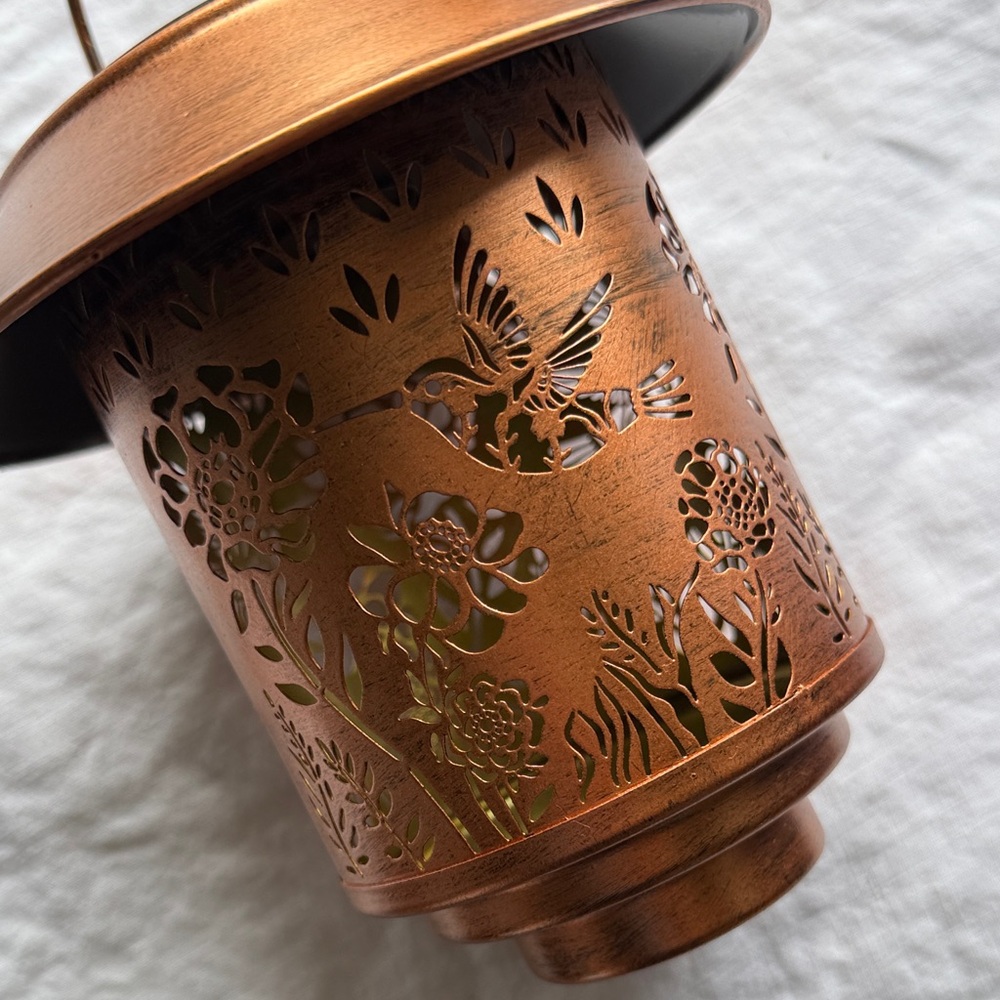 Copper Floral Decorative Container